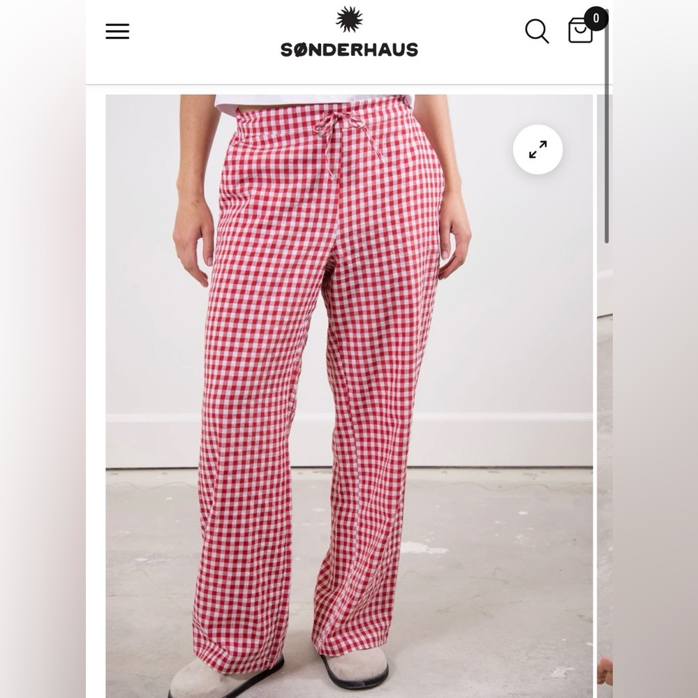 Sønderhaus Red Gingham Wide Leg Pants